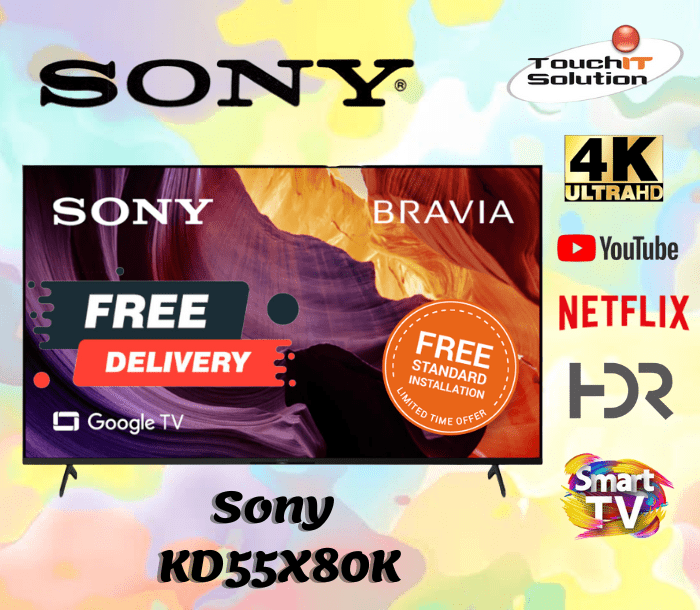 Sony 55 Class X80K Series 4K UHD HDR LED with smart Google TV- KD55X80K